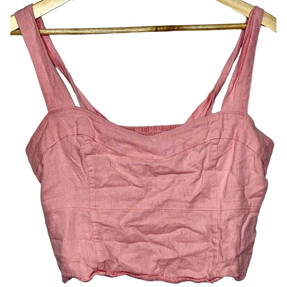 Abercrombie & Fitch Pink Linen Cropped Crop Top Tank Top Womens Size Large L